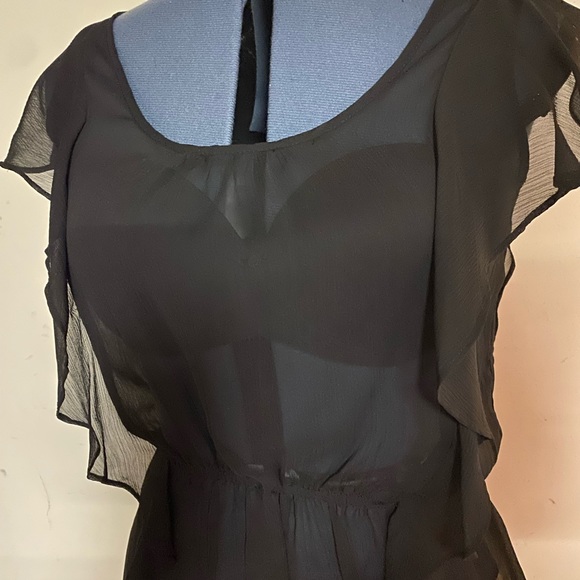 New Miley Cyrus Black Crepe Sheer Top, lightweight. Perfect for spring, Easter - Picture 2 of 10
